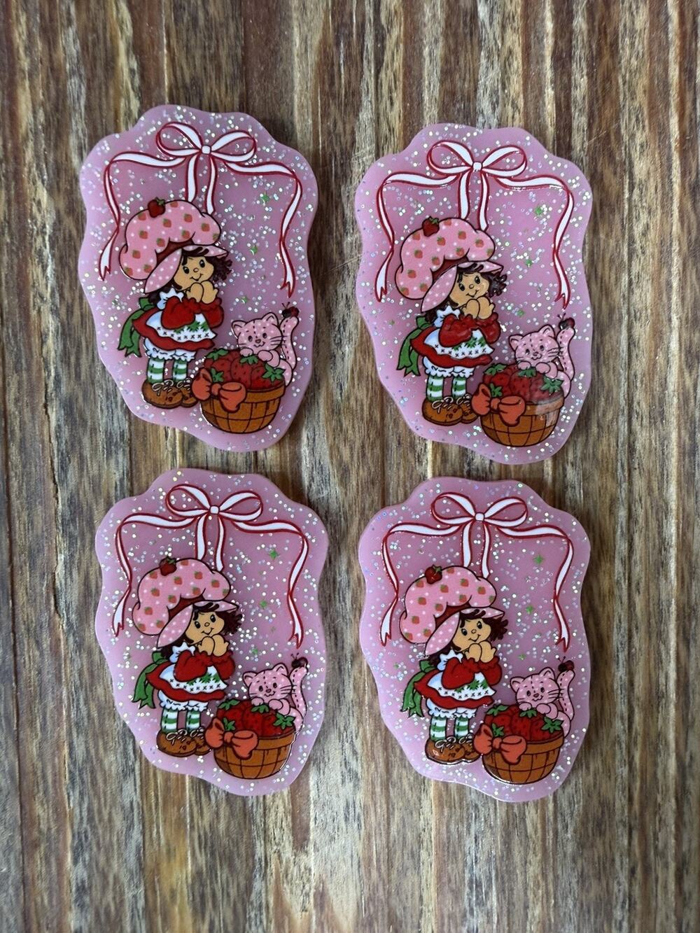 4 Pc Strawberry Shortcake Acrylic Flatbacks